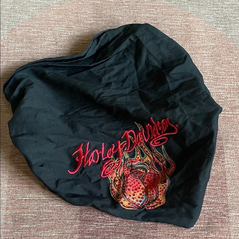 Harley-Davidson Black Bandana with Red and Gold Embroidery